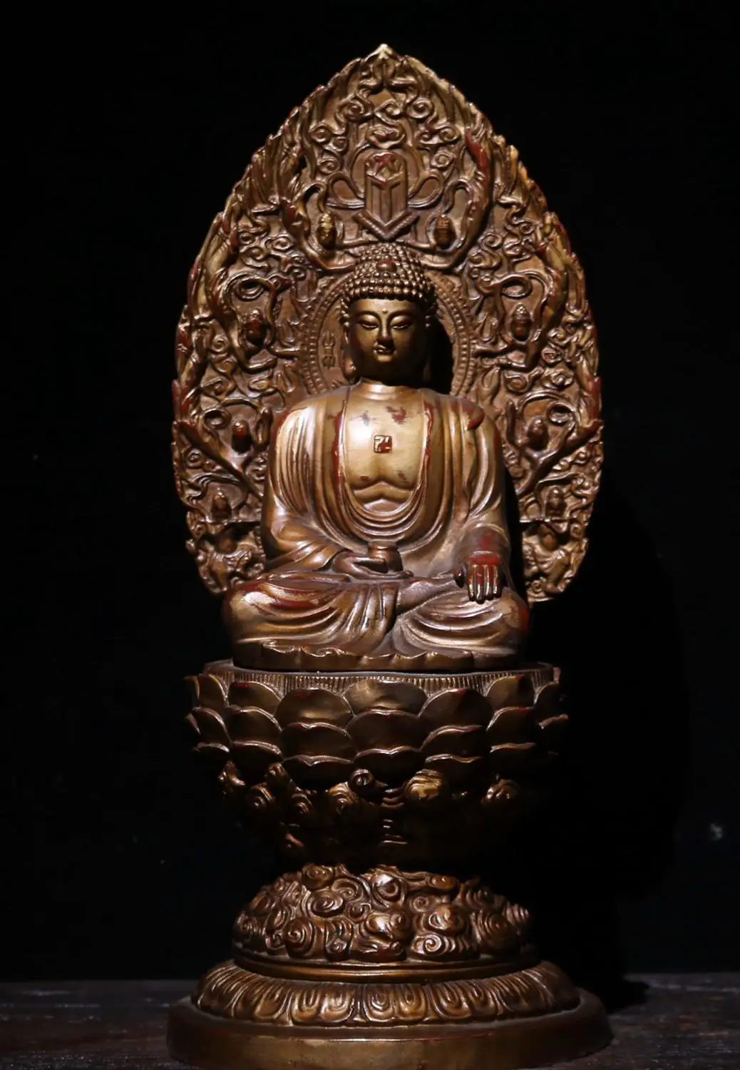 Home Decor 15" Tibet Buddhism Temple Old Bronze Lacquer Painted Buddha statue Shakyamuni statue Amitabha Enshrine the Buddha
Home Decor 15" Tibet Buddhism Temple Old Bronze Lacquer Painted Buddha statue Shakyamuni statue Amitabha Enshrine the Buddha