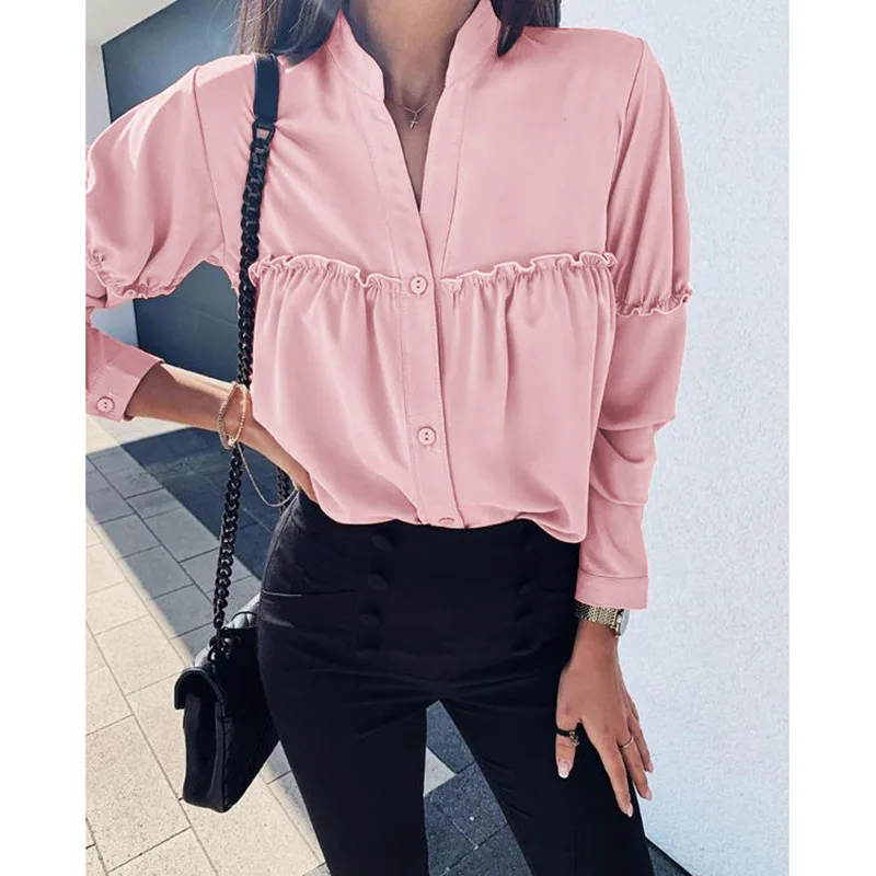 Autumn Women Tops Ladies Casual solid Long Sleeve Plus Size Blouse Female button Loose Shirt blusa feminina Woman Blouses
Autumn Women Tops Ladies Casual solid Long Sleeve Plus Size Blouse Female button Loose Shirt blusa feminina Woman Blouses