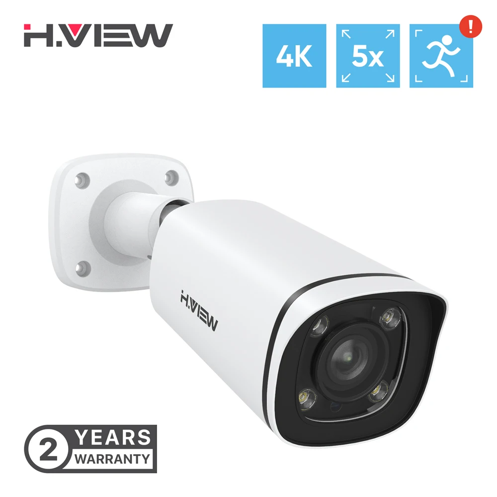 H.View 4K 8MP Poe Ip Camera H.265 5X Optical ZOOM Bullet Outdoor Waterproof CCTV Security Surveillance Camera For Poe Nvr Onvif
H.View 4K 8MP Poe Ip Camera H.265 5X Optical ZOOM Bullet Outdoor Waterproof CCTV Security Surveillance Camera For Poe Nvr Onvif