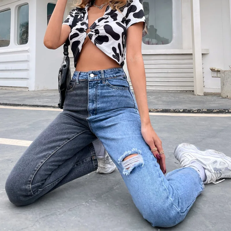 DenimColab 2021 Fashion Patchwork Straight Jeans Pants Women Casual Loose High Waist Hole Contrast Color Office Ladies Jeans
DenimColab 2021 Fashion Patchwork Straight Jeans Pants Women Casual Loose High Waist Hole Contrast Color Office Ladies Jeans