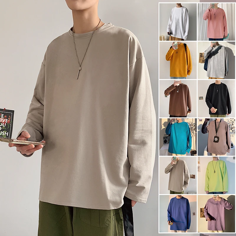 2021 Solid Color Men White Long Sleeve T shirts Korean Hip Hop Oversized Man Casual Tee Men's Streetwear women T shirts
2021 Solid Color Men White Long Sleeve T shirts Korean Hip Hop Oversized Man Casual Tee Men's Streetwear women T shirts