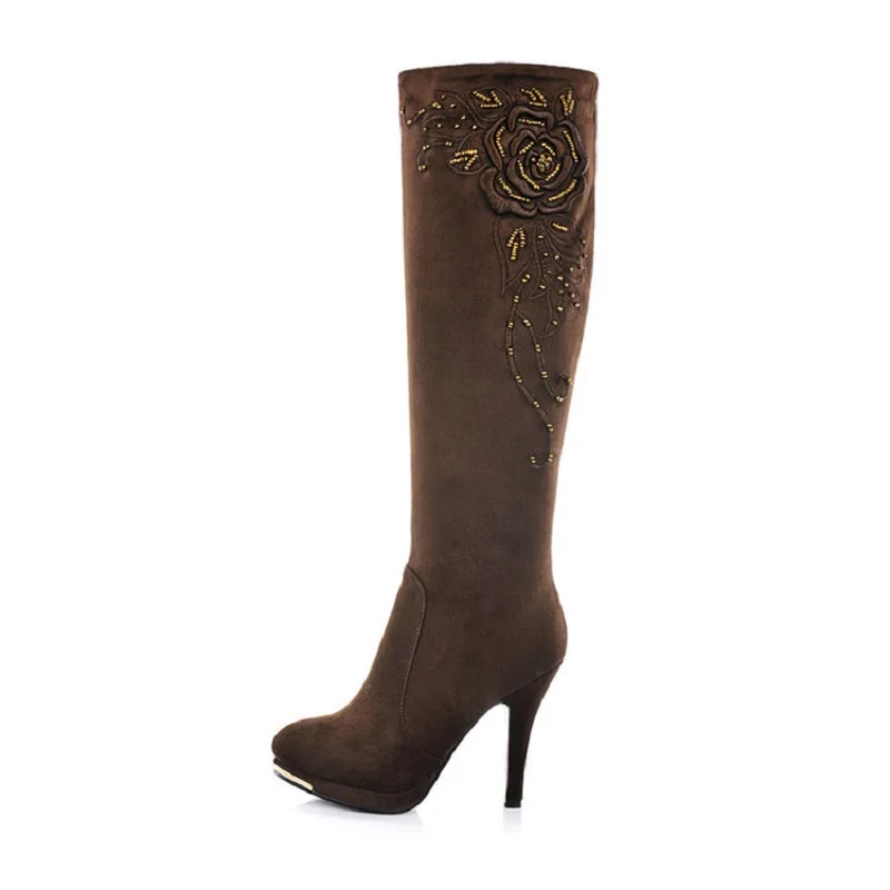 2021 autumn and winter knight boots rhinestone stiletto long boots high heel beaded embroidered high boots platform
2021 autumn and winter knight boots rhinestone stiletto long boots high heel beaded embroidered high boots platform