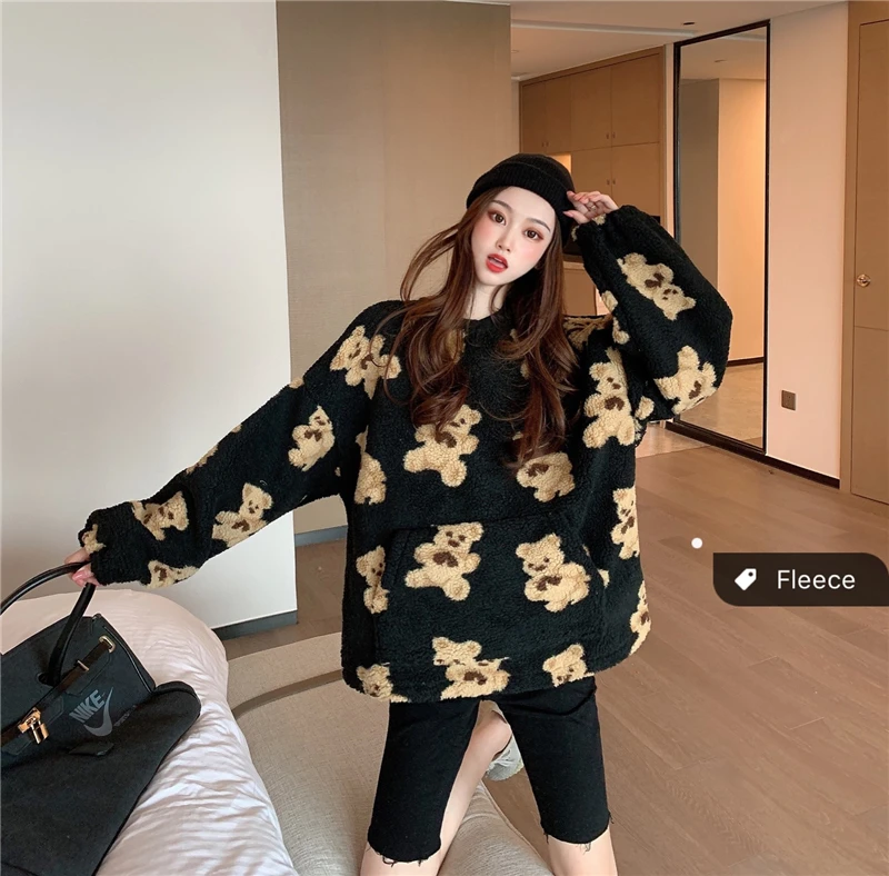 Autumn Streetwear Women Sweatshirt Baggy Lamb Hair Cute Bear Sweater Moletom Feminino Pullover Long Sleeve Sudaderas Ropa Mujer
Autumn Streetwear Women Sweatshirt Baggy Lamb Hair Cute Bear Sweater Moletom Feminino Pullover Long Sleeve Sudaderas Ropa Mujer