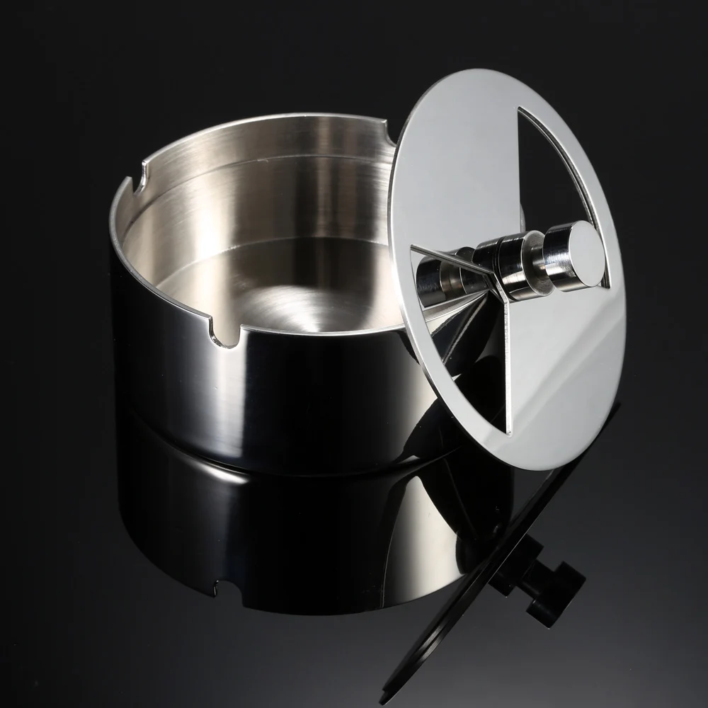 New Top Quality Portable Practical Home Metal Ashtray Spinning Black Rotation Plain Cigarette Ash Tray Push Down Smoking 
New Top Quality Portable Practical Home Metal Ashtray Spinning Black Rotation Plain Cigarette Ash Tray Push Down Smoking