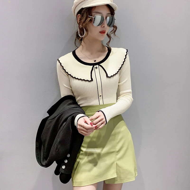 Autumn and winter new doll collar knitwear button pullover women's fashion interior slim bottoming coat sweater
Autumn and winter new doll collar knitwear button pullover women's fashion interior slim bottoming coat sweater