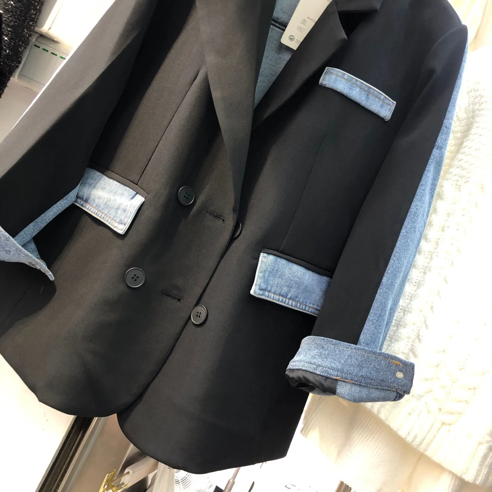 Casual Suit Jacket Women 2020 Korean Fashion Autumn Personality Loose Denim Patchwork Blazer Coat Femme Denim Jackets
Casual Suit Jacket Women 2020 Korean Fashion Autumn Personality Loose Denim Patchwork Blazer Coat Femme Denim Jackets