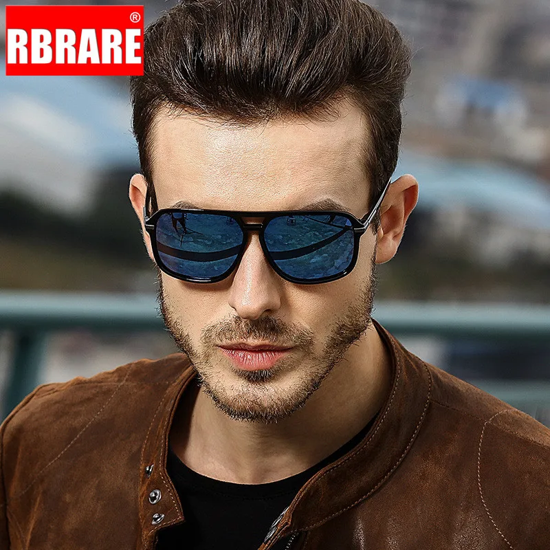 Мужские солнцезащитные очки RBRARE высококачественные поляризационные винтажные