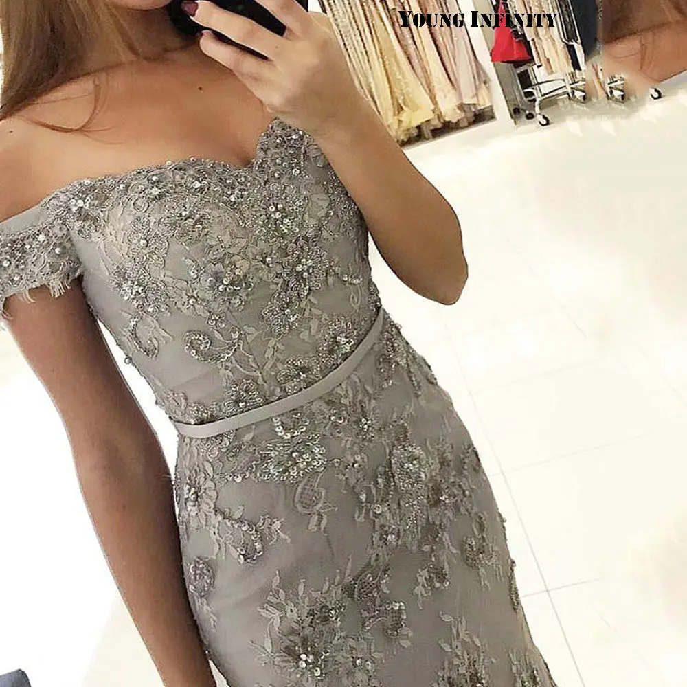 Hot Sell Off The Shoulder Mermaid Evening Dresses Long Lace Prom Gowns 2020 Silver Formal Halter Evening Dresses
Hot Sell Off The Shoulder Mermaid Evening Dresses Long Lace Prom Gowns 2020 Silver Formal Halter Evening Dresses