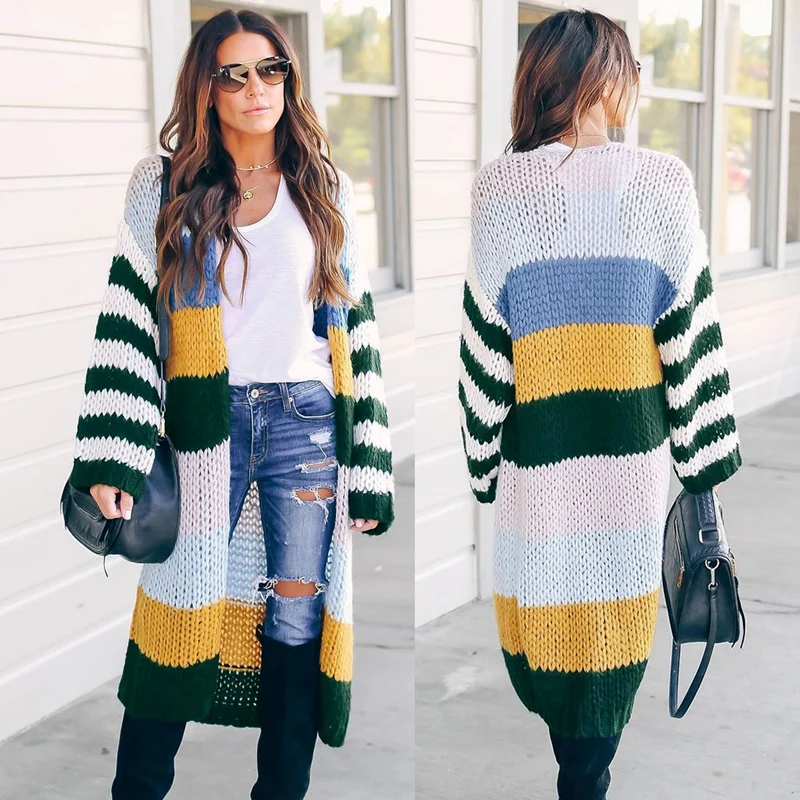 Women Long Sleeve Sweaters Striped Sweater Casual Cardigan Dress Winter Fall Clothes
Women Long Sleeve Sweaters Striped Sweater Casual Cardigan Dress Winter Fall Clothes