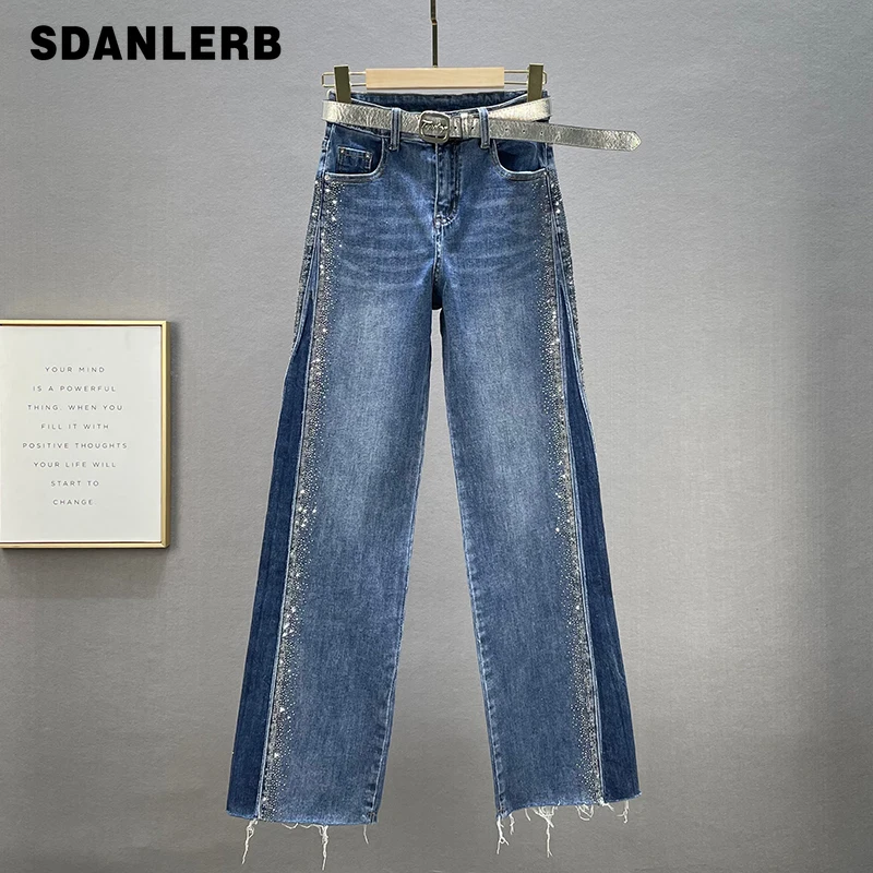 Women's Wide-Leg Jeans Fashionable 2021 Autumn New High Waist Long Denim Pants Loose and Slimming Hot Drilling Mop Trousers
Women's Wide-Leg Jeans Fashionable 2021 Autumn New High Waist Long Denim Pants Loose and Slimming Hot Drilling Mop Trousers