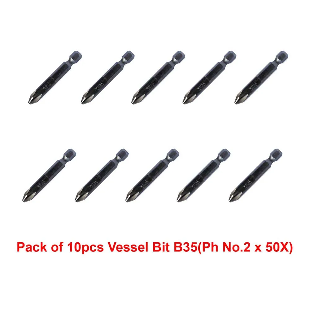 Pack of 10 Pcs Japan Vessel Industrial Bits No.B35(Ph No.2 x 50TX) Compatible 6.35mm(1/4")
Pack of 10 Pcs Japan Vessel Industrial Bits No.B35(Ph No.2 x 50TX) Compatible 6.35mm(1/4")