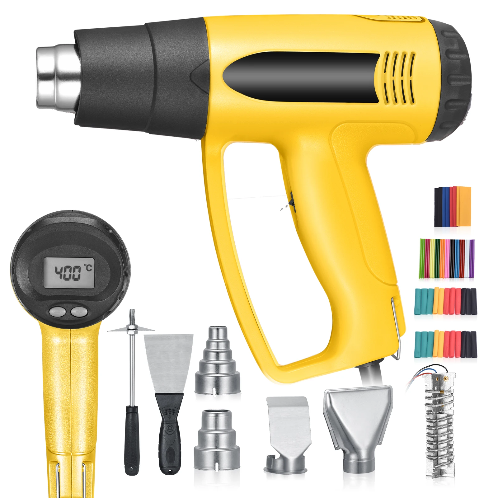 Hot Air Gun Kit 2000W 60-600C Adjustable Temperature 300-500 L/min for Embossing Craft Work Shrinking Hoses Baking
Hot Air Gun Kit 2000W 60-600C Adjustable Temperature 300-500 L/min for Embossing Craft Work Shrinking Hoses Baking