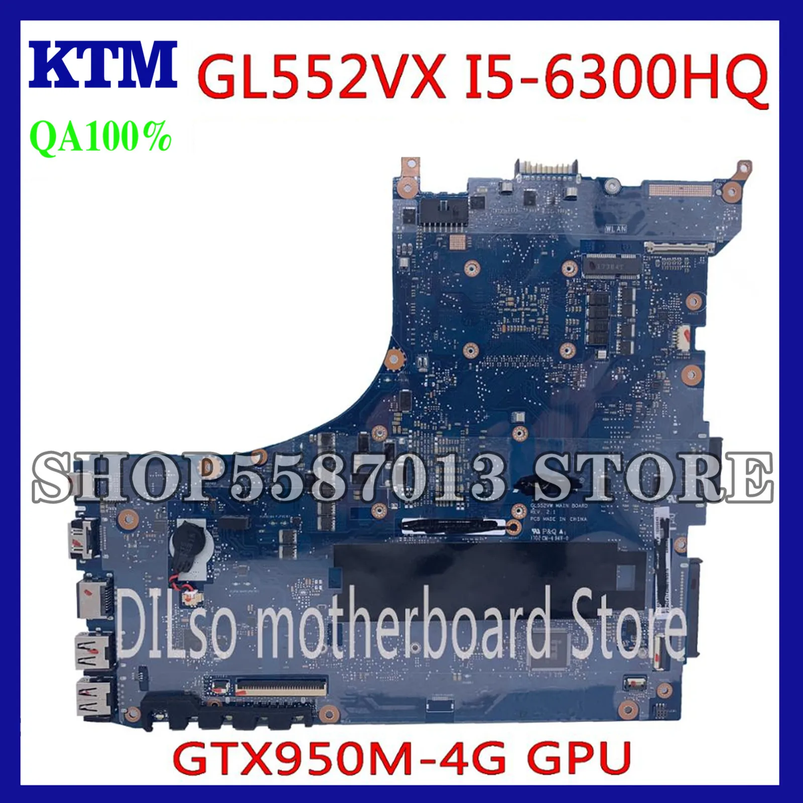 KEFU GL552VX Mainboard For ASUS GL552VX ZX50V GL552VW Laptop Motherboard I5-6500HQ GTX950M-4GB Test original Motherboard
KEFU GL552VX Mainboard For ASUS GL552VX ZX50V GL552VW Laptop Motherboard I5-6500HQ GTX950M-4GB Test original Motherboard