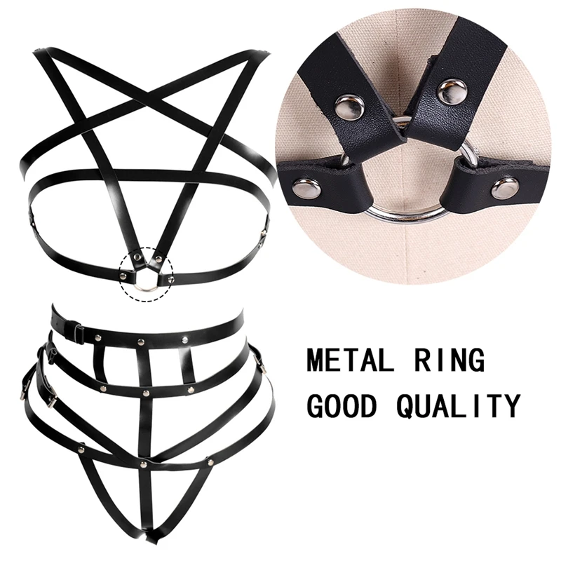 Sexy Pentagram Fashion Punk Top Crops Leather Fetish Lingerie Women Harness Belt Body Bondage Chest Straps Chest Goth Straps 
Sexy Pentagram Fashion Punk Top Crops Leather Fetish Lingerie Women Harness Belt Body Bondage Chest Straps Chest Goth Straps
