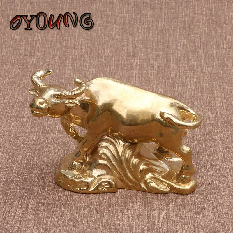 

Solid Brass Wall Street Bull Ornaments Crafts Furnishings Mascot Copper Cow Sculpture Tabletop Decoration Business Gift