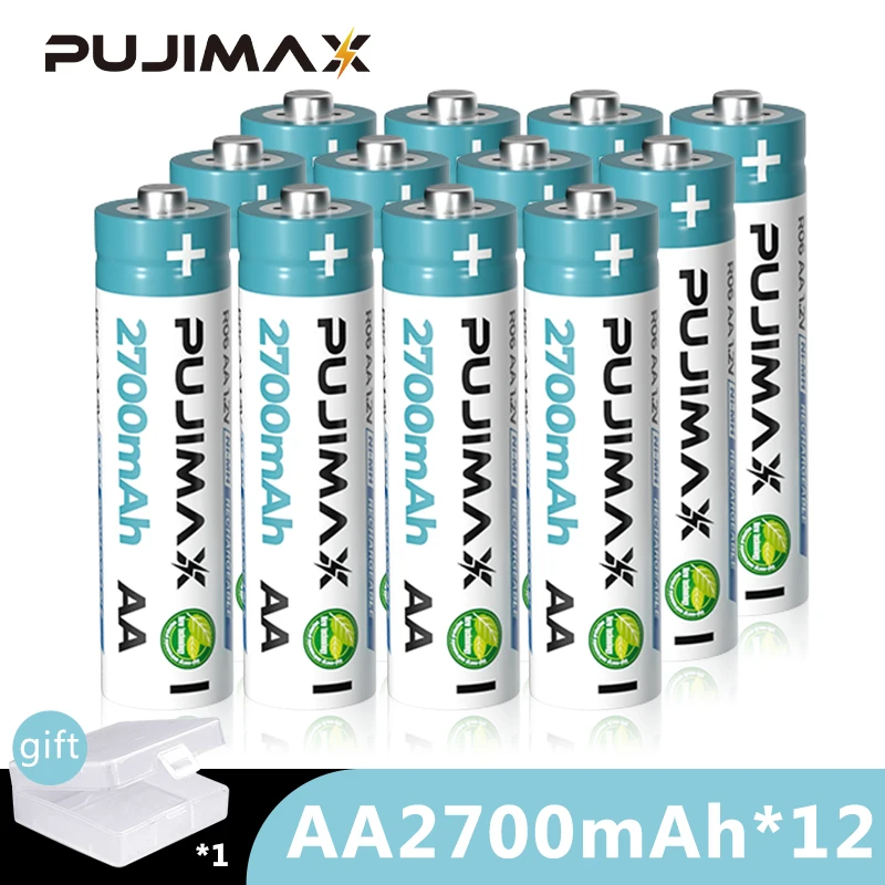 PUJIMAX AA Battery Pack 1.2V NiMH Rechargeable Batteries 2700mAh For Flashlight Remote Control Wireless Mouse With Battery Box
PUJIMAX AA Battery Pack 1.2V NiMH Rechargeable Batteries 2700mAh For Flashlight Remote Control Wireless Mouse With Battery Box