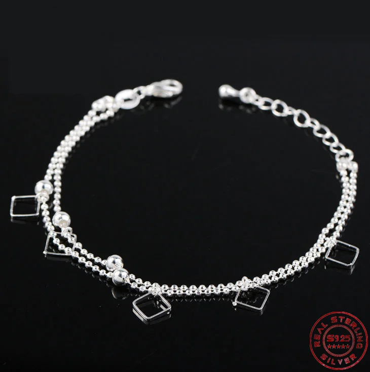 925 Silver Bracelets for square Charms Bangle Simple Friendship Adjustable Bracelets For Girl Wedding Jewelry birthday gift
925 Silver Bracelets for square Charms Bangle Simple Friendship Adjustable Bracelets For Girl Wedding Jewelry birthday gift