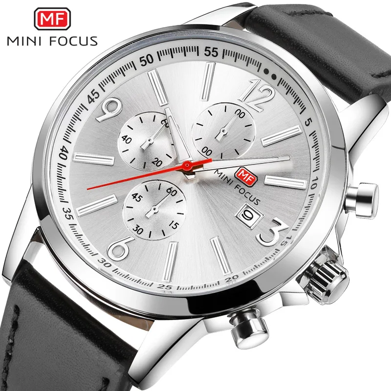 MINIFOCUS MF0084G men's quartz watch belt date three-eye water luminous watch 
MINIFOCUS MF0084G men's quartz watch belt date three-eye water luminous watch