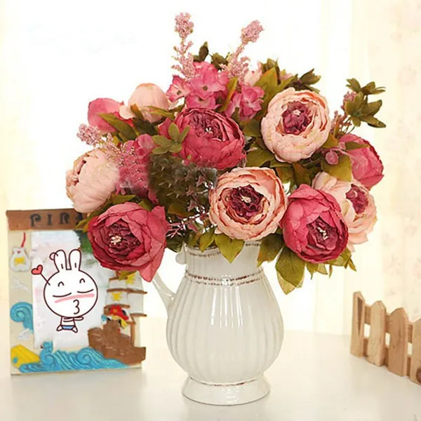 Wholesale-1pcs Bouquet Artificial Peony Silk Flowers Fake Leaf Home Wedding Party Decoration
Wholesale-1pcs Bouquet Artificial Peony Silk Flowers Fake Leaf Home Wedding Party Decoration