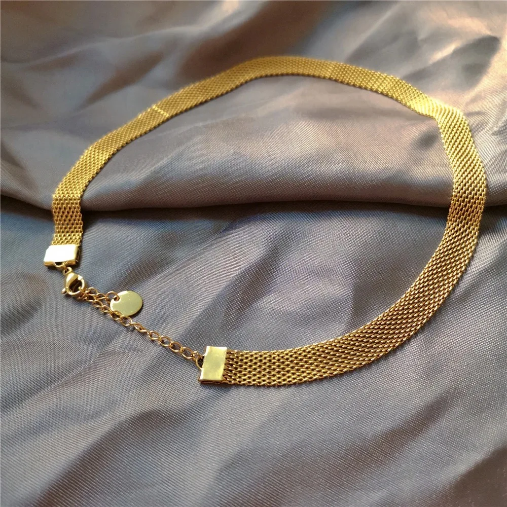 316 Titanium Steel Widen Choker French Style Luxury Vintage Necklace Mesh Clavicle Chain
316 Titanium Steel Widen Choker French Style Luxury Vintage Necklace Mesh Clavicle Chain