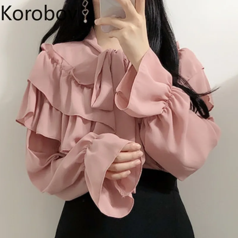 Korobov Vintage O Neck Lacing Bow Puff Sleeve Shirts Korean Chic Ruffles Solid Elegant Blusas Mujer Office Lady Chiffon Blouses
Korobov Vintage O Neck Lacing Bow Puff Sleeve Shirts Korean Chic Ruffles Solid Elegant Blusas Mujer Office Lady Chiffon Blouses