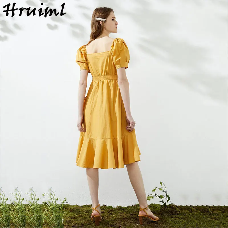 Summer Dress 2020 Short Sleeve Square Collar Party Dress High Waist Elegant Casual Criss-Cross Ruffled Yellow Dresses Women
Summer Dress 2020 Short Sleeve Square Collar Party Dress High Waist Elegant Casual Criss-Cross Ruffled Yellow Dresses Women