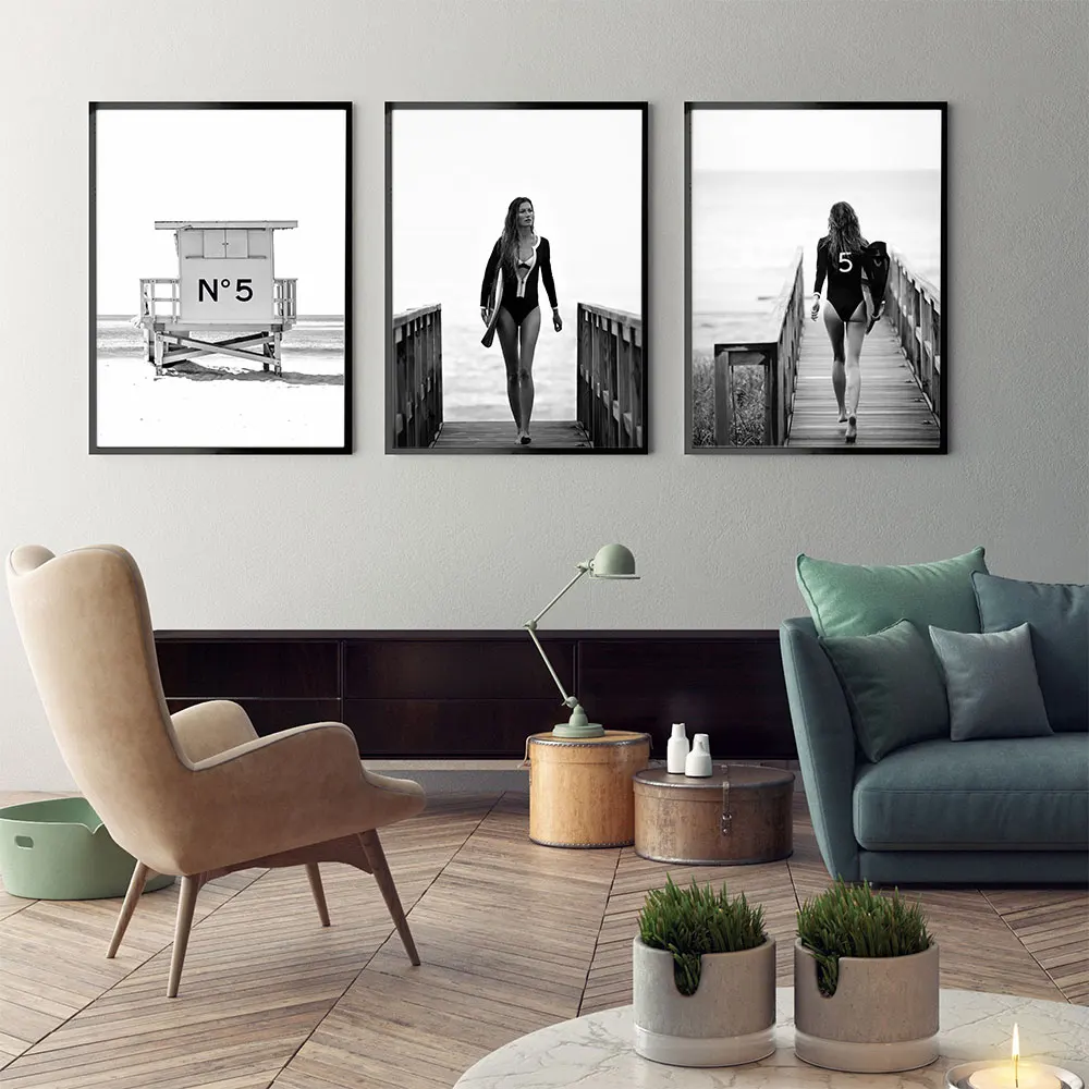 Black White Photography Poster Surfboard Canvas Painting Nordic girl Art Print Modern Wall Picture For Living Room Home Decor
Black White Photography Poster Surfboard Canvas Painting Nordic girl Art Print Modern Wall Picture For Living Room Home Decor
