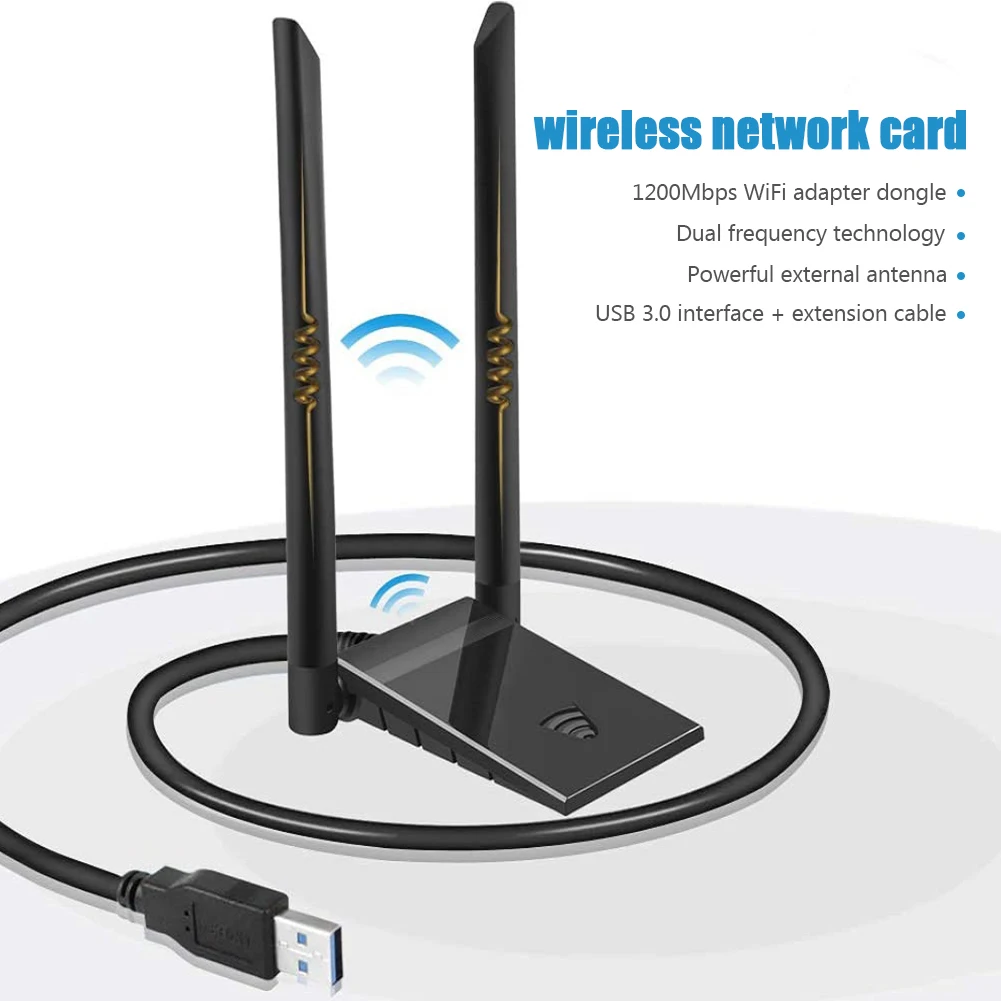 Fast Dual Band 1200Mbps USB 3.0 WiFi Adapter AC1200 Wireless USB Wifi Lan Dongle 2.4G/5Ghz Wi-fi Receiver Antenna Network Card
Fast Dual Band 1200Mbps USB 3.0 WiFi Adapter AC1200 Wireless USB Wifi Lan Dongle 2.4G/5Ghz Wi-fi Receiver Antenna Network Card