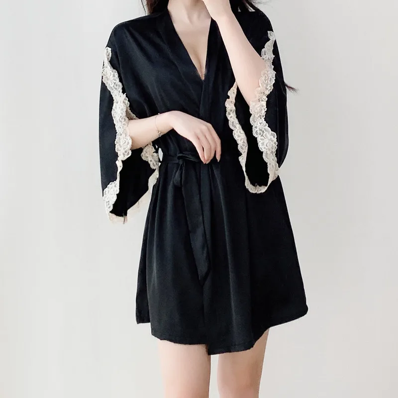 Sexy Sleepwear With Lace Bride Bridesmaid Wedding Nightgown Loose Kimono Bathrobe Gown Women Robe Casual Satin Lingerie Homewear
Sexy Sleepwear With Lace Bride Bridesmaid Wedding Nightgown Loose Kimono Bathrobe Gown Women Robe Casual Satin Lingerie Homewear