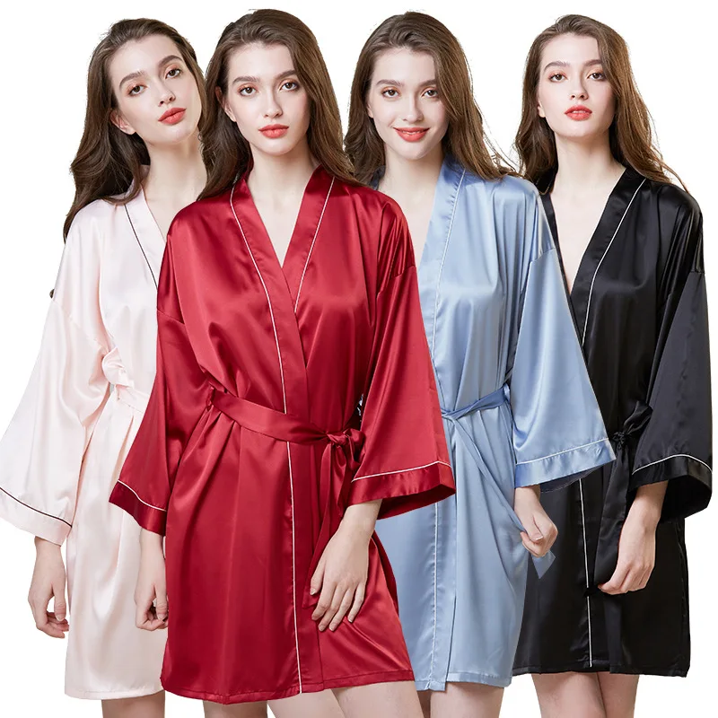 Pajamas Hot Selling Plus Size Imitation Silk Nightgown Women Summer Long-Sleeved Dressing Gown Ice Silk Bathrobe Home Wear
Pajamas Hot Selling Plus Size Imitation Silk Nightgown Women Summer Long-Sleeved Dressing Gown Ice Silk Bathrobe Home Wear