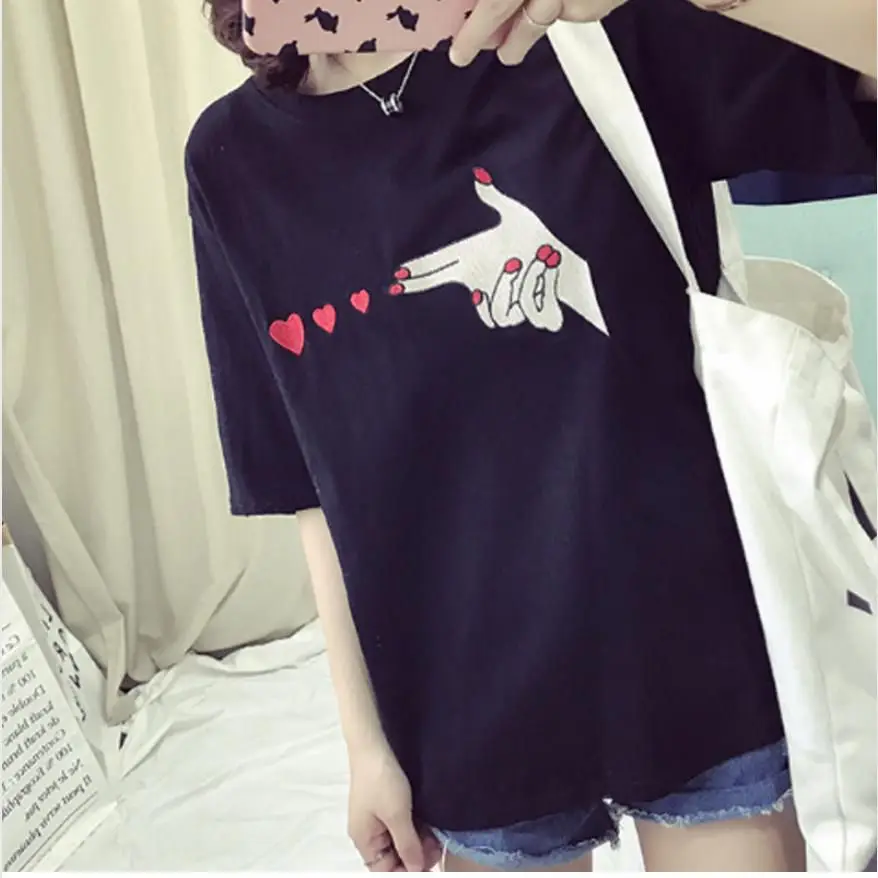 Fashion Women Girls Korean Style Shirts Summer Love Heart Print Casual T-shirt Short Sleeve Crew Neck Cotton Blouse Loose Tops
Fashion Women Girls Korean Style Shirts Summer Love Heart Print Casual T-shirt Short Sleeve Crew Neck Cotton Blouse Loose Tops