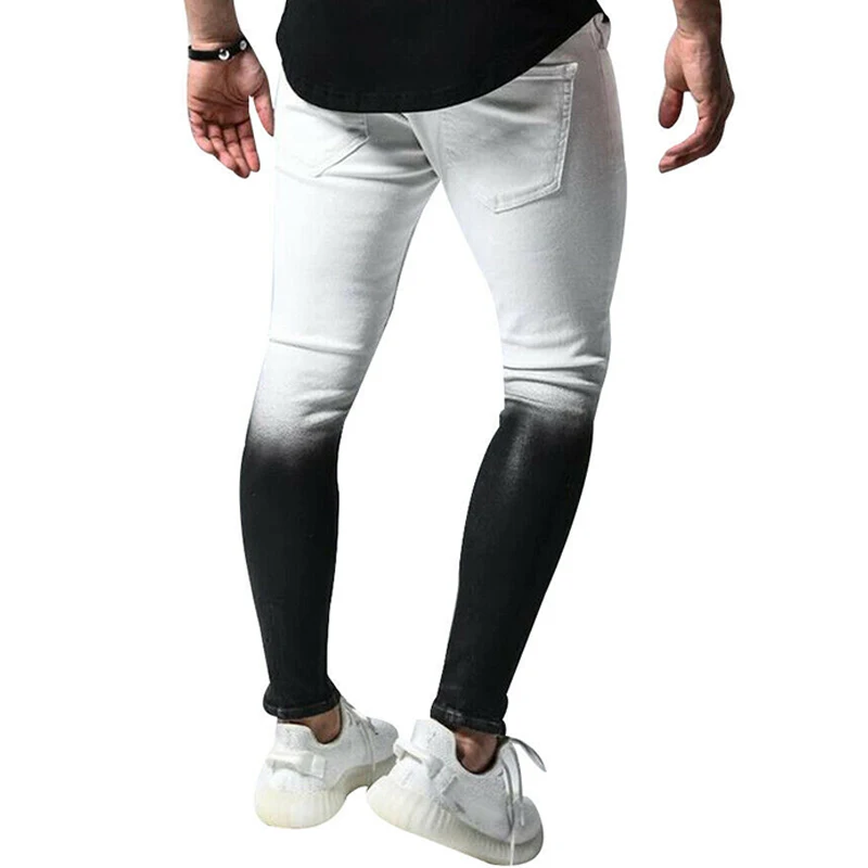 Fashion Men's Skinny Stretch Ripped Male Jeans Slim Fit Denim Trousers Streetwear Gradient White Black Skinny Jeans Men
Fashion Men's Skinny Stretch Ripped Male Jeans Slim Fit Denim Trousers Streetwear Gradient White Black Skinny Jeans Men
