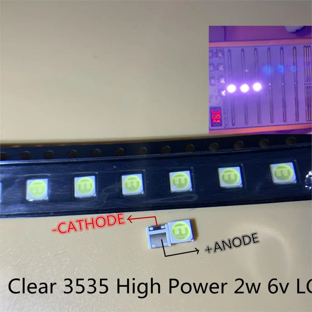 20 шт./лот для LG SMD LED 3535 6 в чип холодного белого света 2 Вт ТВ/ЖК подсветки