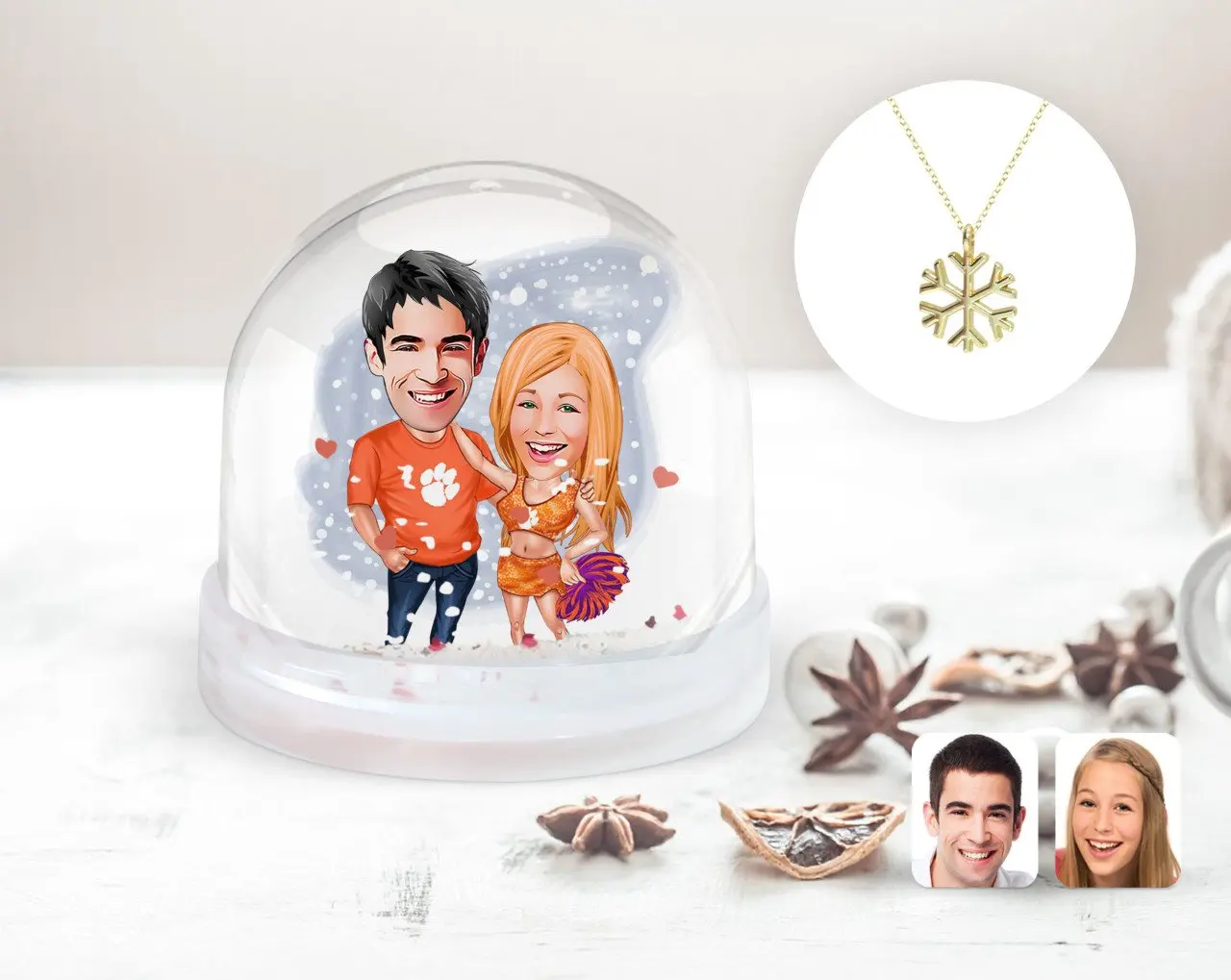 Персонализированные день Святого Валентина карикатура Снежный шар и снежную погоду их Kolye-54 
Персонализированные день Святого Валентина карикатура Снежный шар и снежную погоду их Kolye-54