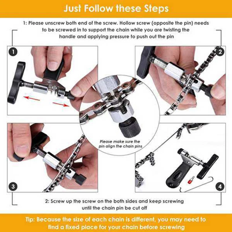 4 Pcs Bicycle Chain Repair Tool,Bicycle Chain Remove and Install Tool,Chain Clamp+Chain Cutter+Chain Ruler+Chain Brushes 
4 Pcs Bicycle Chain Repair Tool,Bicycle Chain Remove and Install Tool,Chain Clamp+Chain Cutter+Chain Ruler+Chain Brushes
