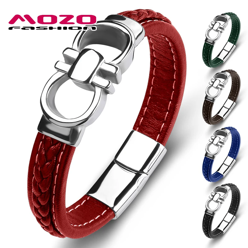 New Retro Men Bracelet Genuine Leather Stainless Steel Charm Women High Quality Bangles Red
New Retro Men Bracelet Genuine Leather Stainless Steel Charm Women High Quality Bangles Red