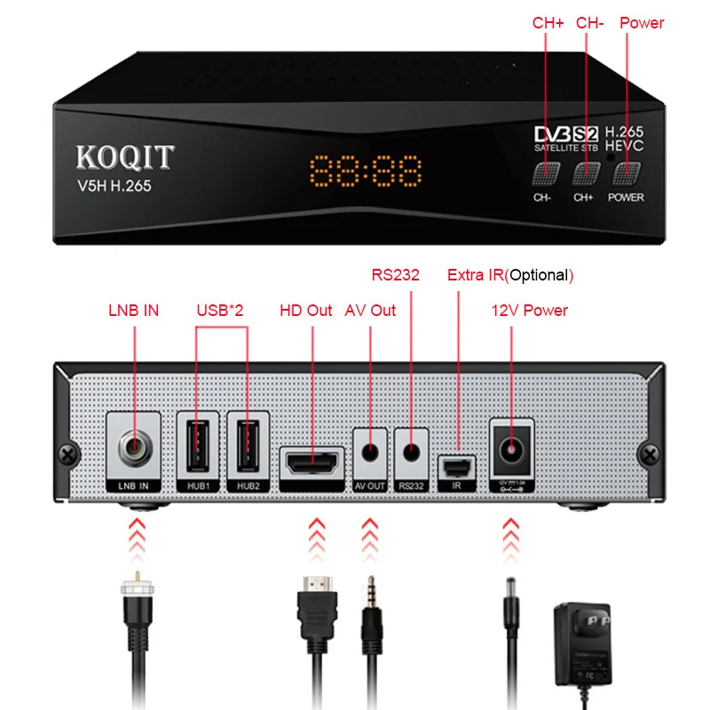 Koqit V5H H.265 HEVC DVB S2 Satellite Receiver Mirror Receptor DVB-S2 Satellite TV Receiver IPTV Decoder Wifi CS Biss/vu Meecast
Koqit V5H H.265 HEVC DVB S2 Satellite Receiver Mirror Receptor DVB-S2 Satellite TV Receiver IPTV Decoder Wifi CS Biss/vu Meecast