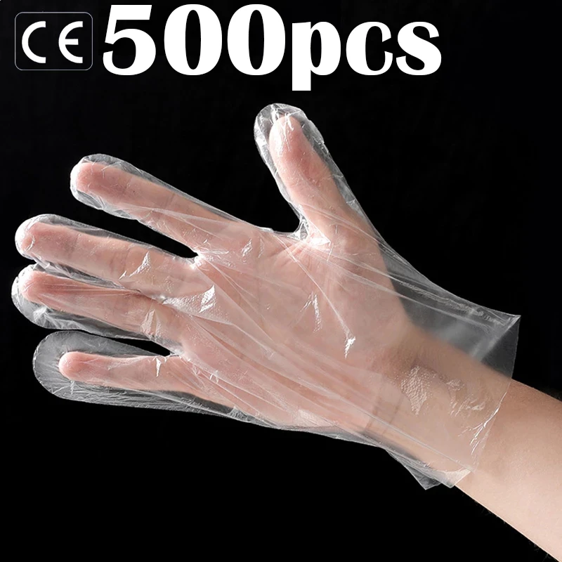 500PCS Disposable Gloves Transparent Eco-friendly PE Restaurant BBQ One-off Plastic Gloves Household Kitchen Garden accessories
500PCS Disposable Gloves Transparent Eco-friendly PE Restaurant BBQ One-off Plastic Gloves Household Kitchen Garden accessories