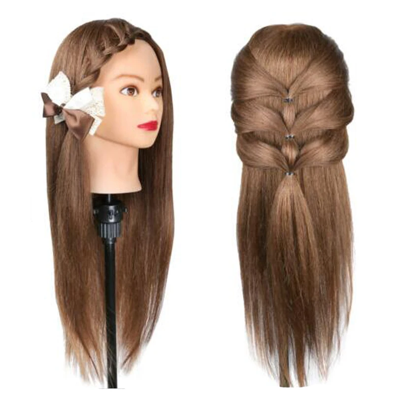 ZM 55 см 80% каштановые волосы настоящие человеческие HairTraining головы парикмахерской