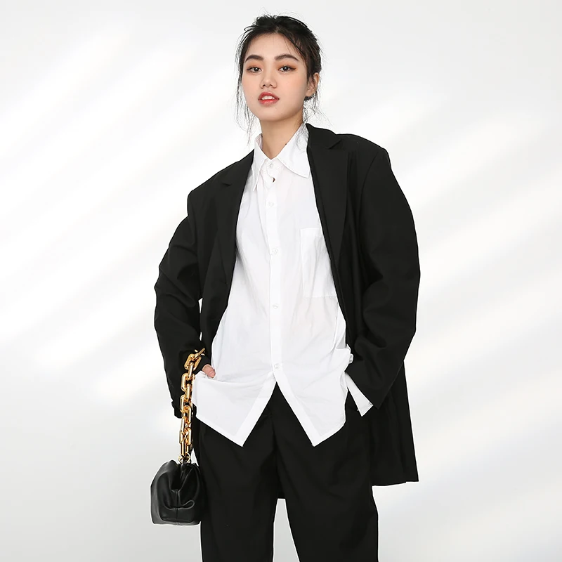 Button Personality Women Spliced Big Size Blazer New Lapel Long Sleeve Loose Jacket Fashion Spring Autumn 2021 1DA41701
Button Personality Women Spliced Big Size Blazer New Lapel Long Sleeve Loose Jacket Fashion Spring Autumn 2021 1DA41701