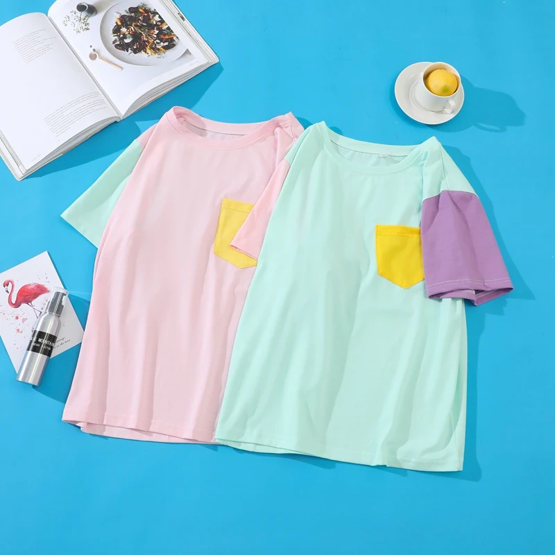 Women Tshirt New Cotton Harajuku Patchwork Hit Colors Short Sleeve Kpop T shirt Summer Kawaii Pastel Color Tee Shirt T shirt Top
Women Tshirt New Cotton Harajuku Patchwork Hit Colors Short Sleeve Kpop T shirt Summer Kawaii Pastel Color Tee Shirt T shirt Top