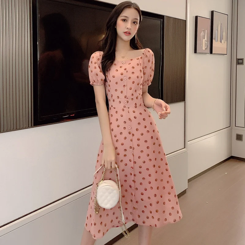 S-XL Polka Dot Dress Women Summer 2021 New French Sweet Mid-length Floral Dress Short Sleeve Dress Female Plus Size Vestidos 
S-XL Polka Dot Dress Women Summer 2021 New French Sweet Mid-length Floral Dress Short Sleeve Dress Female Plus Size Vestidos
