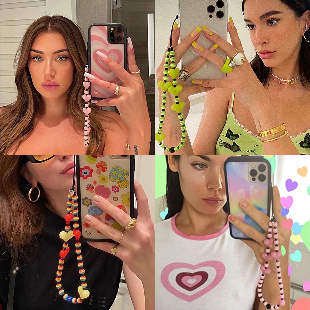 Boho Colorful Acrylic Beads Heart Mobile Phone Chain Cellphone Charm Phone Strap Anti-lost Lanyard For Women Summer Accessories
Boho Colorful Acrylic Beads Heart Mobile Phone Chain Cellphone Charm Phone Strap Anti-lost Lanyard For Women Summer Accessories