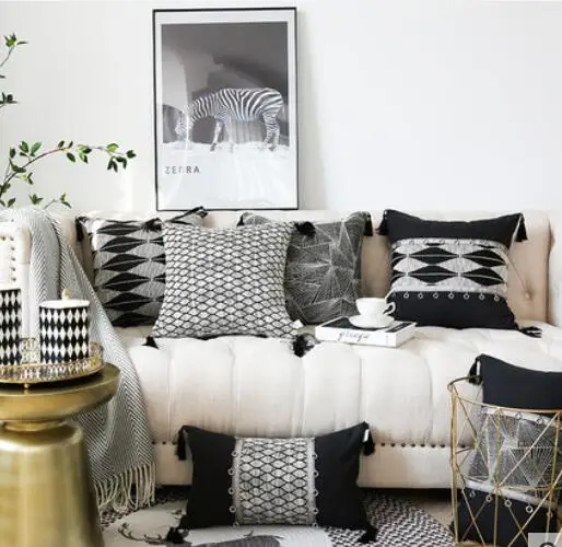 Ethnic style geometric pillowcase sofa lattice black and white striped cushion cover gray pillowcase 45x45
Ethnic style geometric pillowcase sofa lattice black and white striped cushion cover gray pillowcase 45x45