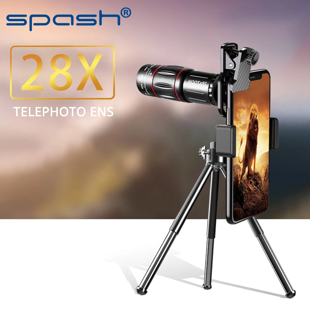 SPASH Phone Lens 28X HD Professional Camera Lens Telescope Zoom Macro Lens Fish Eye Lente Set with Mini Tripod For All Phone
SPASH Phone Lens 28X HD Professional Camera Lens Telescope Zoom Macro Lens Fish Eye Lente Set with Mini Tripod For All Phone