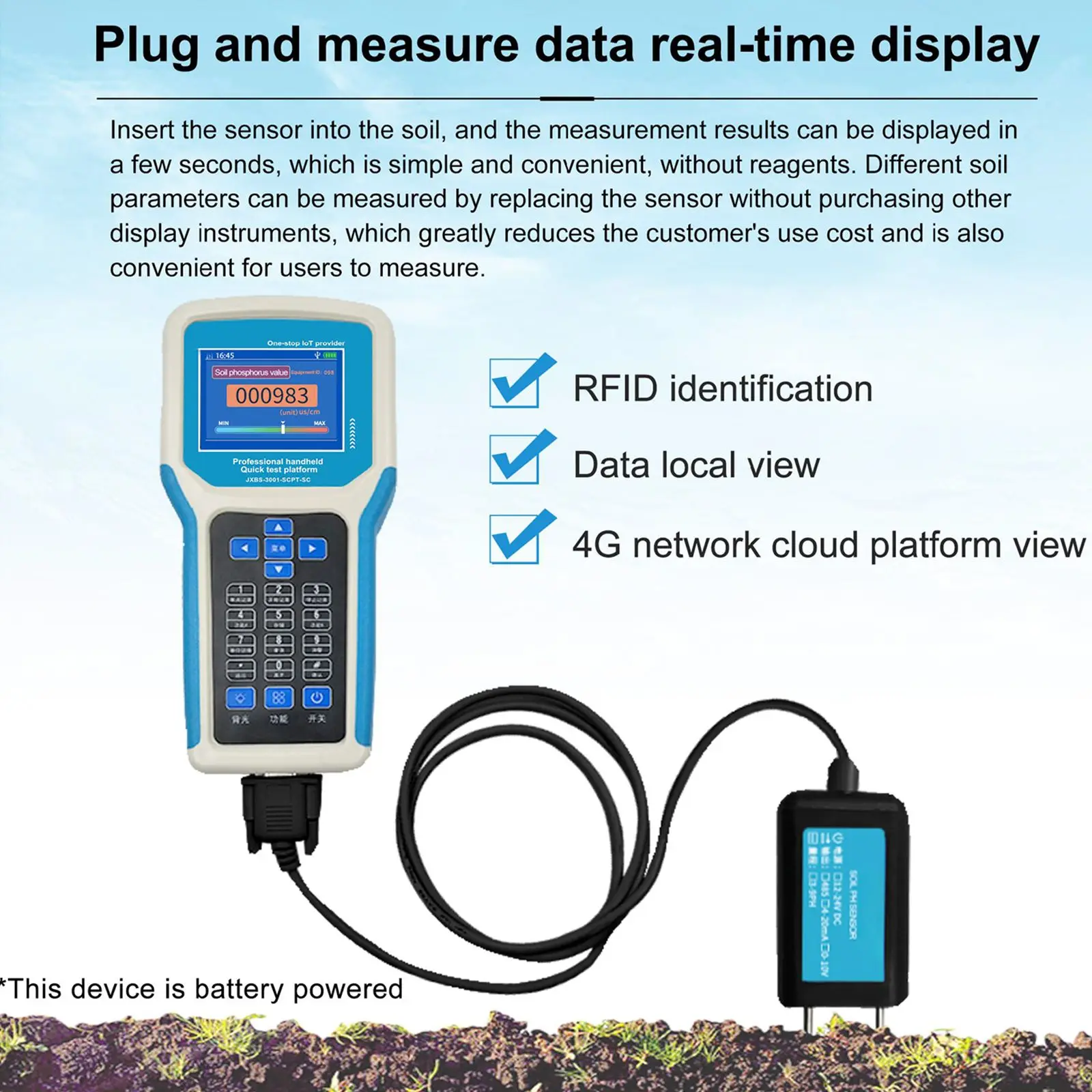 5 In 1 USB Professional Soil Ph Meter Humidity Tester Acidity Moisture Sensor Analyzer Measuring Instruments Temperature Meter
5 In 1 USB Professional Soil Ph Meter Humidity Tester Acidity Moisture Sensor Analyzer Measuring Instruments Temperature Meter