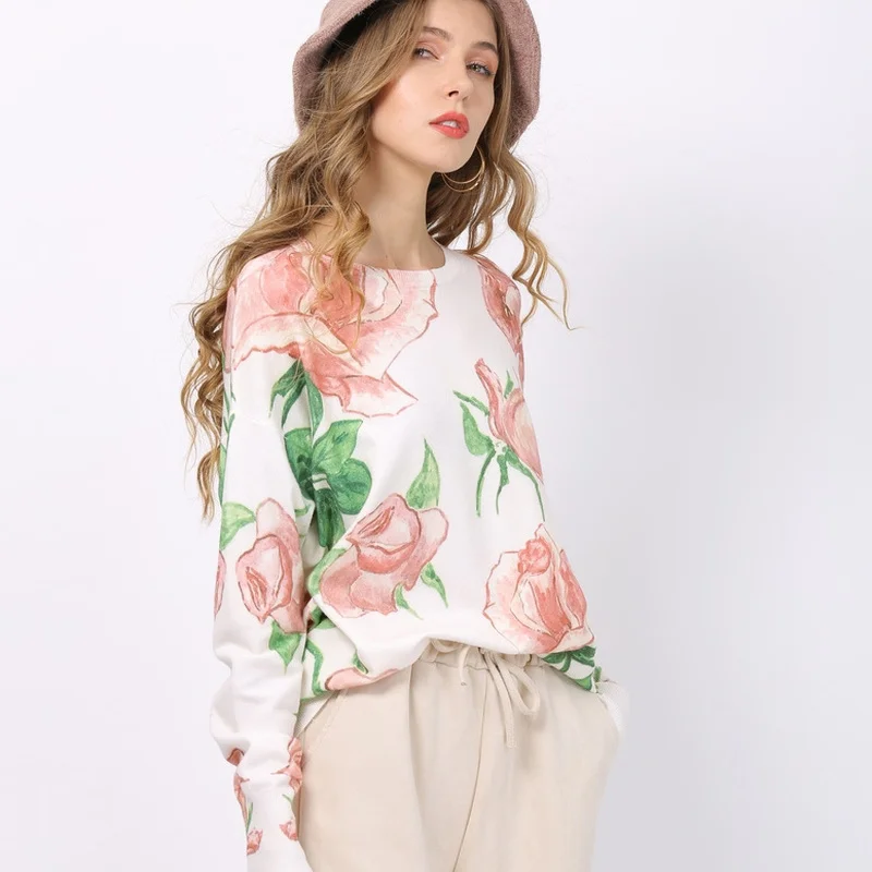Rose Floral Print Knitted Sweater For Women Winter Warm Long Batwing Sleeves Pullovers Oversized White Sweater New Jumper Tops
Rose Floral Print Knitted Sweater For Women Winter Warm Long Batwing Sleeves Pullovers Oversized White Sweater New Jumper Tops