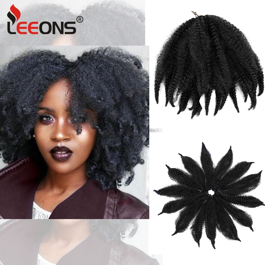 

Leeons 8Inch Marley Crochet Braid Soft Afro Kinky Curly Twist Braids Fluffy Synthetic Bouncy Braiding Hair Extensions For Women