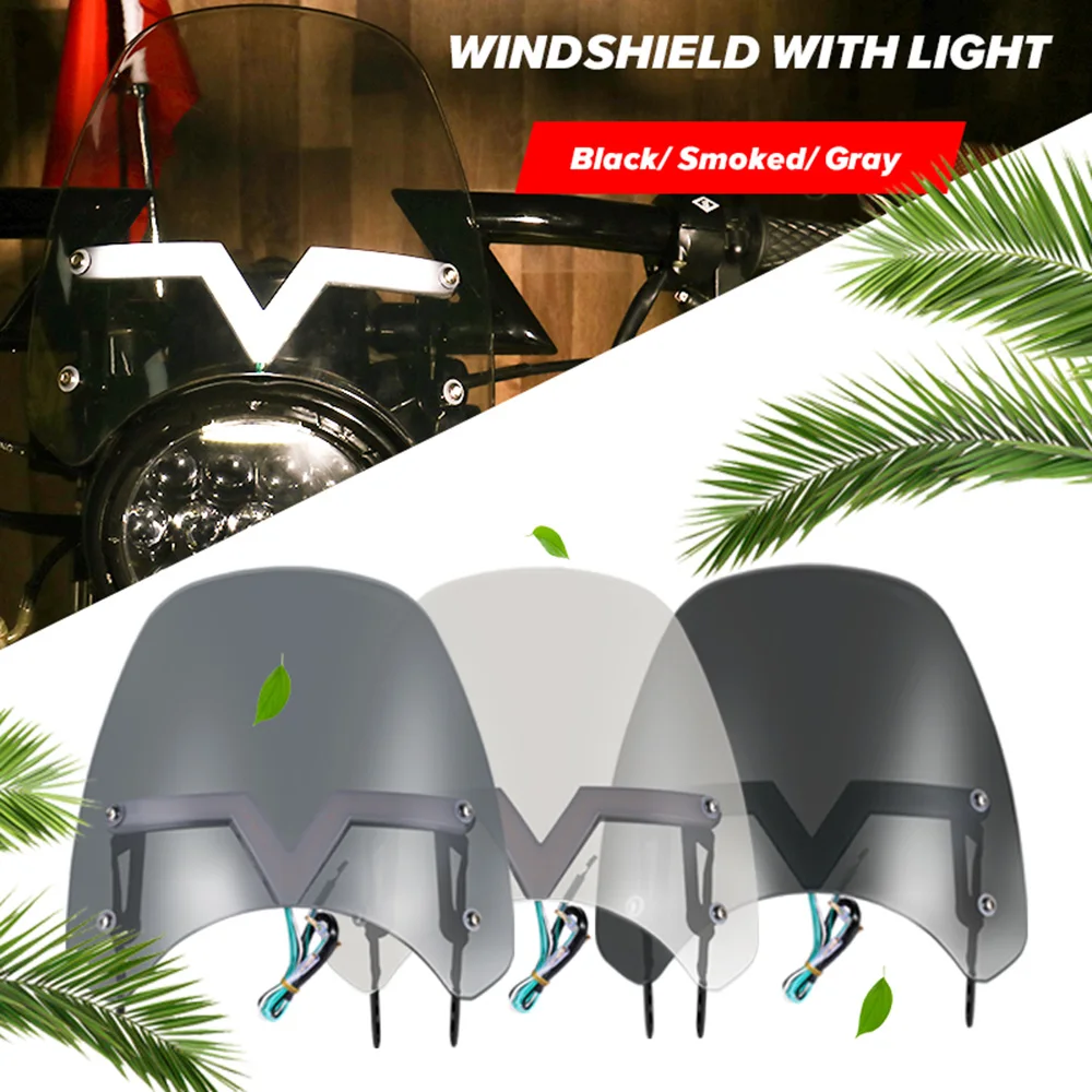Universal Motorcycle Windshield Windscreen With DRL Turn Signal Light Wind Deflector Protection 2020 New
Universal Motorcycle Windshield Windscreen With DRL Turn Signal Light Wind Deflector Protection 2020 New