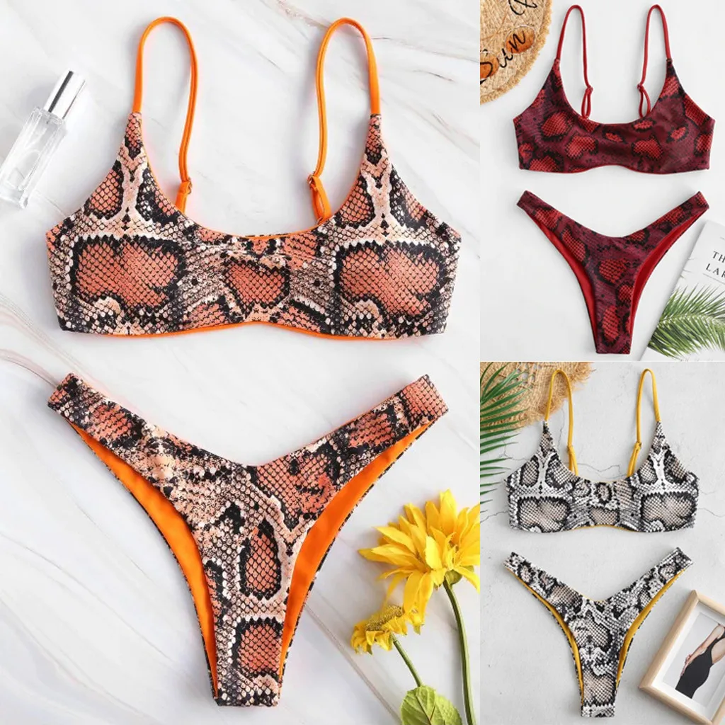 Women Snake Skin High Cut V Neck Two Pieces Bikini Swimwear Swimsuit Beachwear Patchwork Biquini Brazilian Summer Beach Bath #W
Women Snake Skin High Cut V Neck Two Pieces Bikini Swimwear Swimsuit Beachwear Patchwork Biquini Brazilian Summer Beach Bath #W